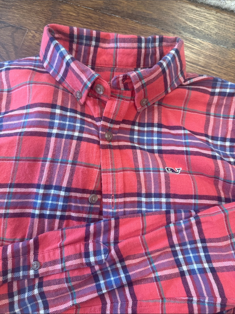 Vineyard Vines Boy’s Red and Blue flannel Plaid Button-Down Shirt
